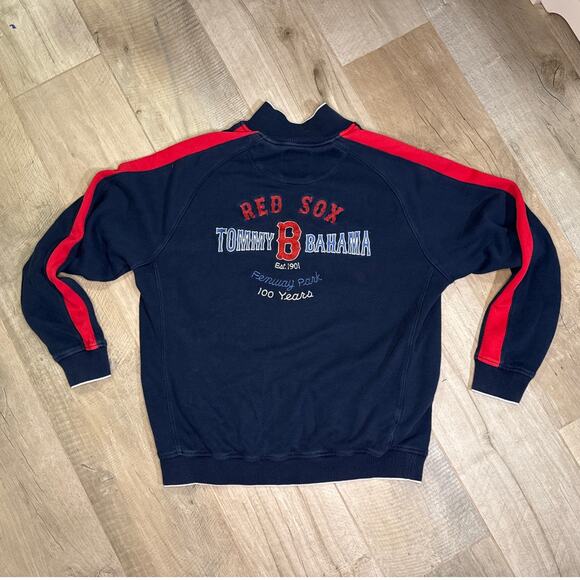 TOMMY BAHAMA BOSTON RED SOX Men Sz Large Navy Embroidered Full Zip 100 Yr Jacket - Picture 1 of 6